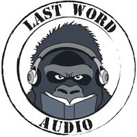 Logo of "Last Word Audio" with a gorilla wearing headphones and reading a book.