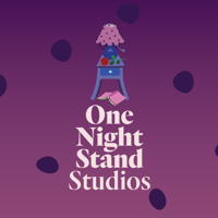 "Logo of One Night Stand Studios featuring decorative lamp with dotted background."
